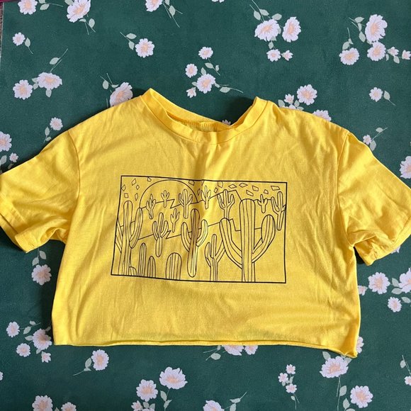 Crop Top Bundle | Yellow Cacti + Flamingos - Picture 7 of 10